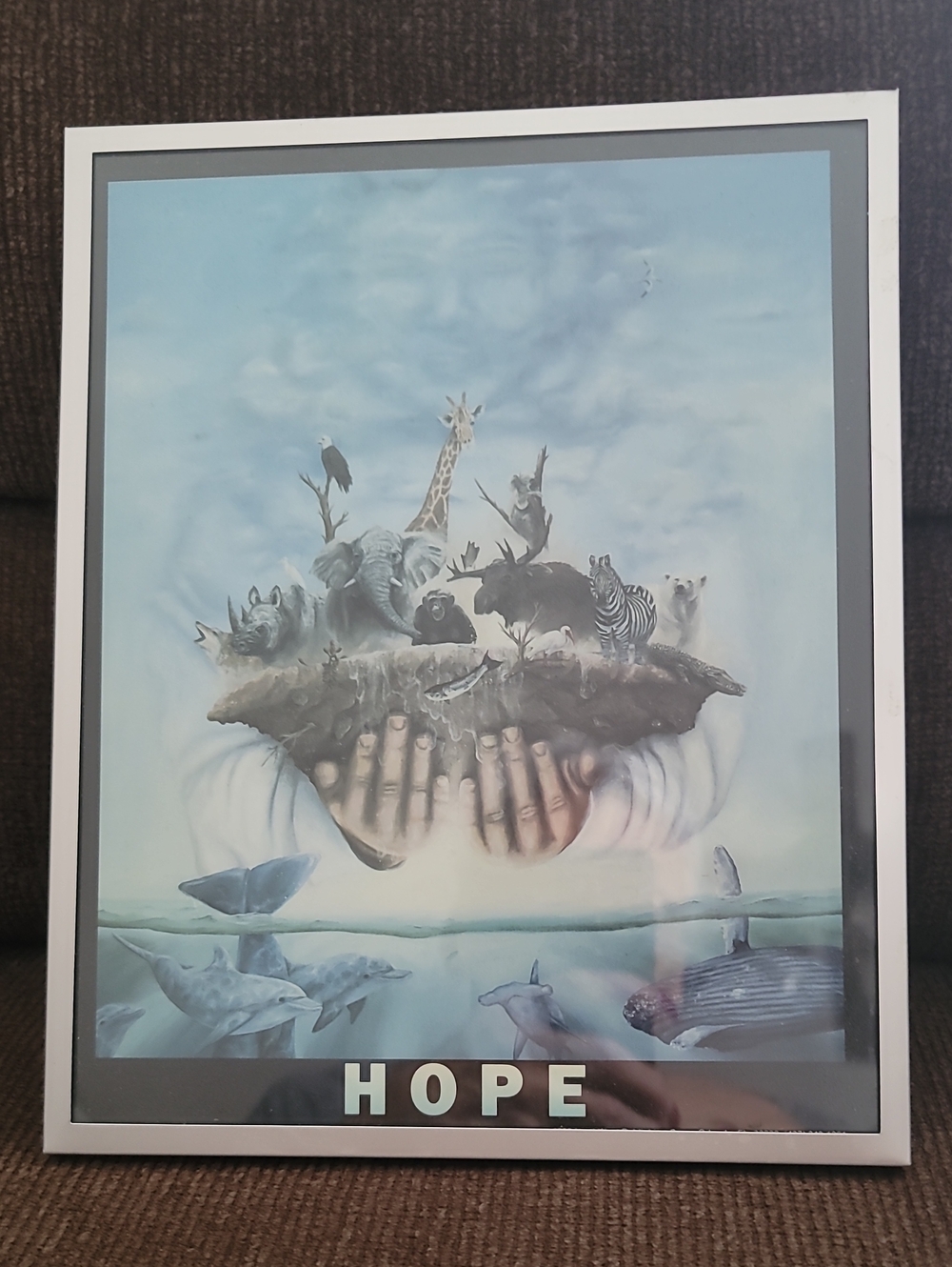 Hope Wildlife Poster Print in Light Blue and White